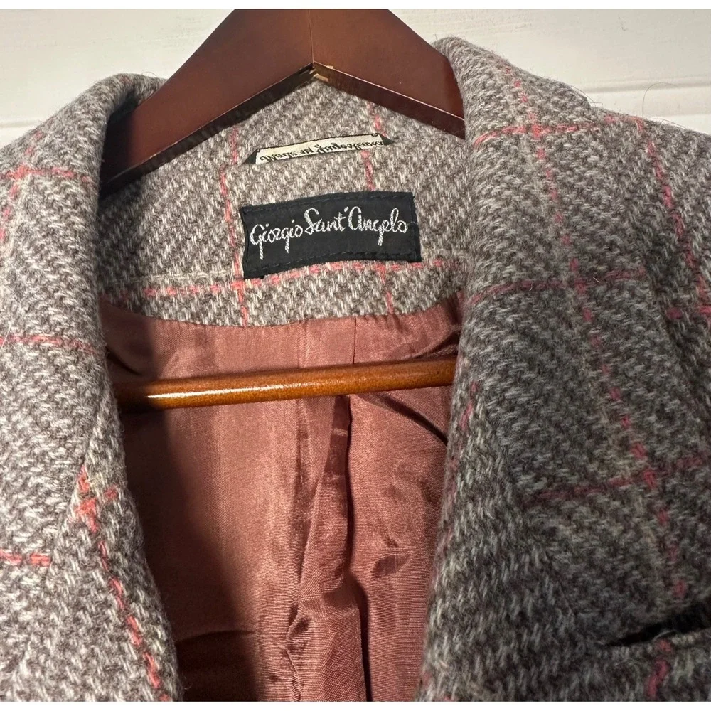 Vintage Giorgio Sant'Angelo 100% Pure Wool Double‎ Breasted Jacket Blazer Sz 10